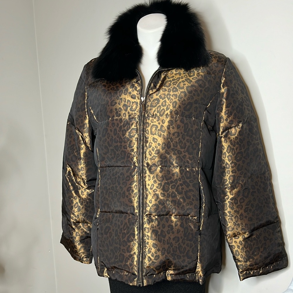 Allan Denis Down Puffer removable Fur Collar Large